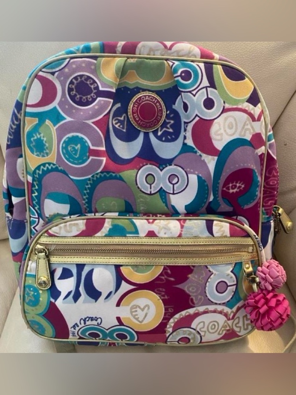 Coach authentic Coach Poppy Pop C graffiti signature backpack
